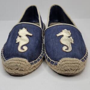 Lilly Pulitzer Lia Espadrille 9M Navy Gold Seahorse Slip On Casual Vacation
